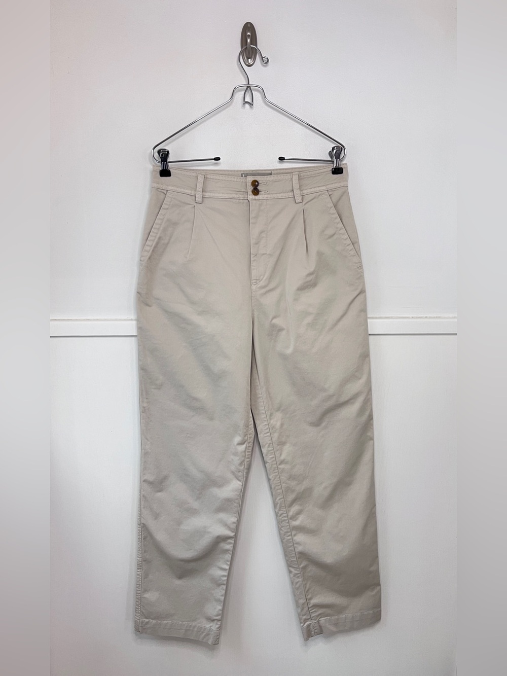Everlane High Waisted Pleated Chino Pant in Khaki